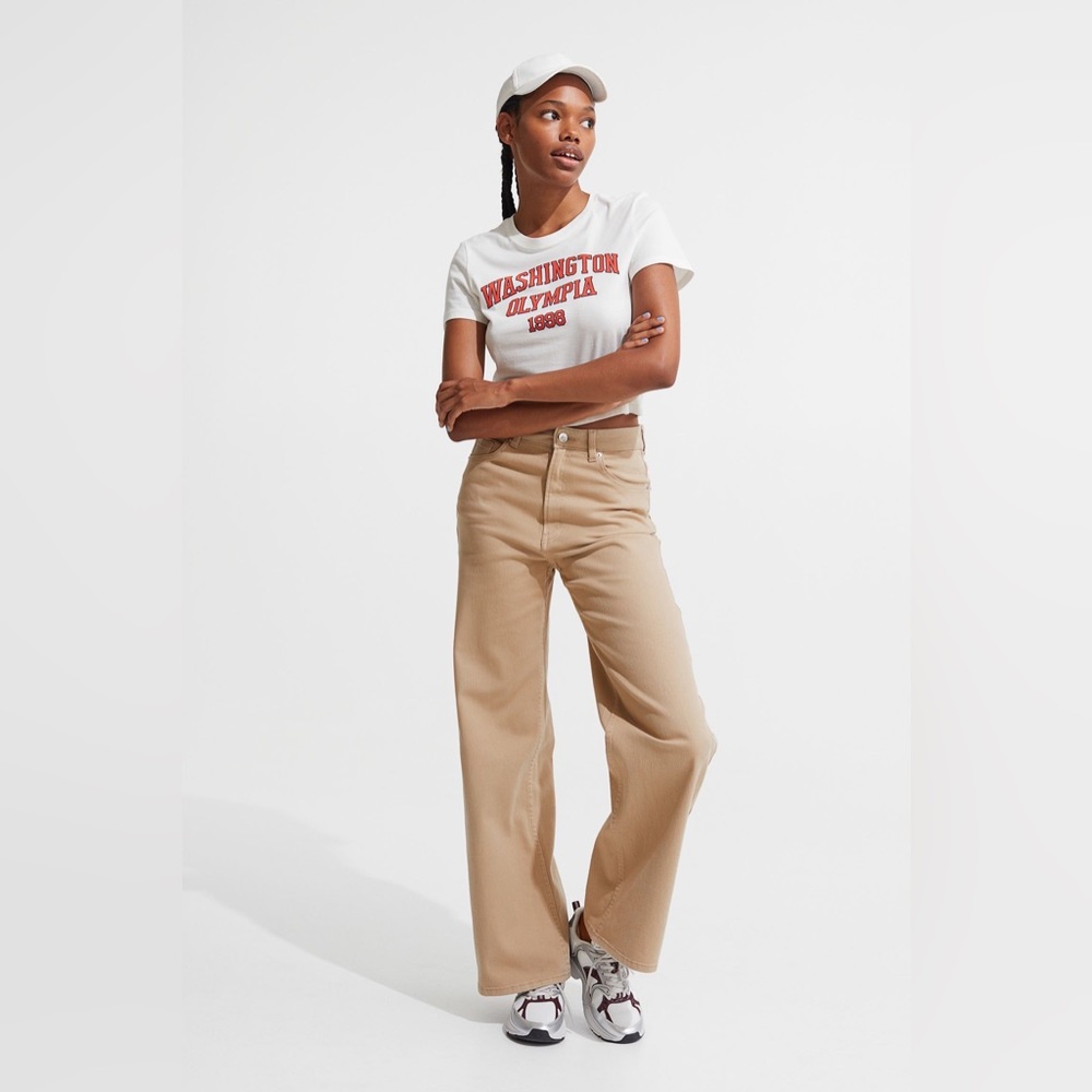 H&M Khaki Twill Relaxed Fit Pants Size 8